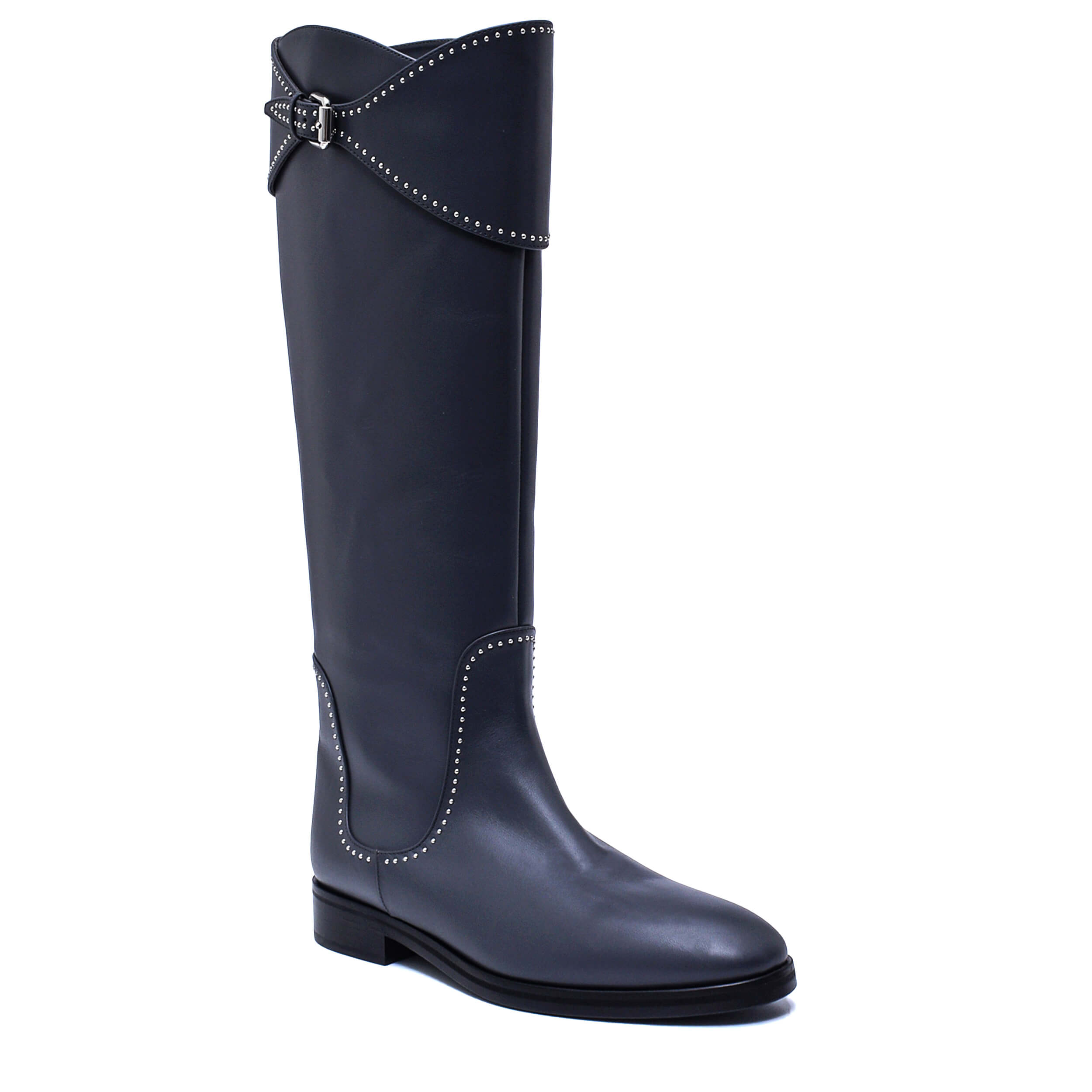 Alaia - Anthracite Leather Knee High Boots / 38